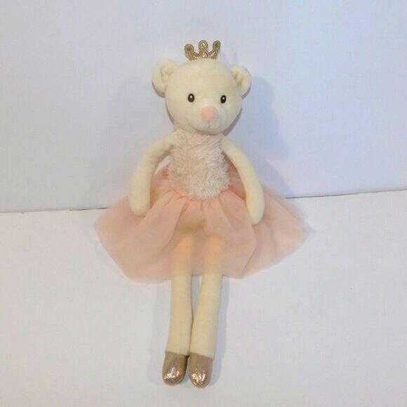Coco Village 17" Plush Cream Pink Gold Ballerina Bear Stuffed Toy Lovey - Picture 1 of 7